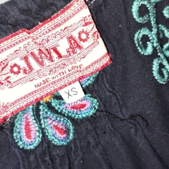 Johnny Was Womens Dress Sz XS Black Red Embroidery Off Shoulder Bohemian Swiftie - Picture 11 of 12